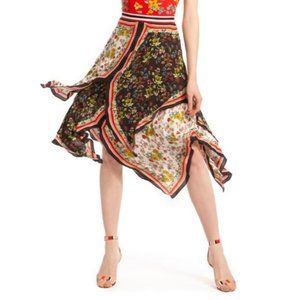 Alice and Olivia Maura Tiered Handkerchief-Hem Midi Skirt Size 4